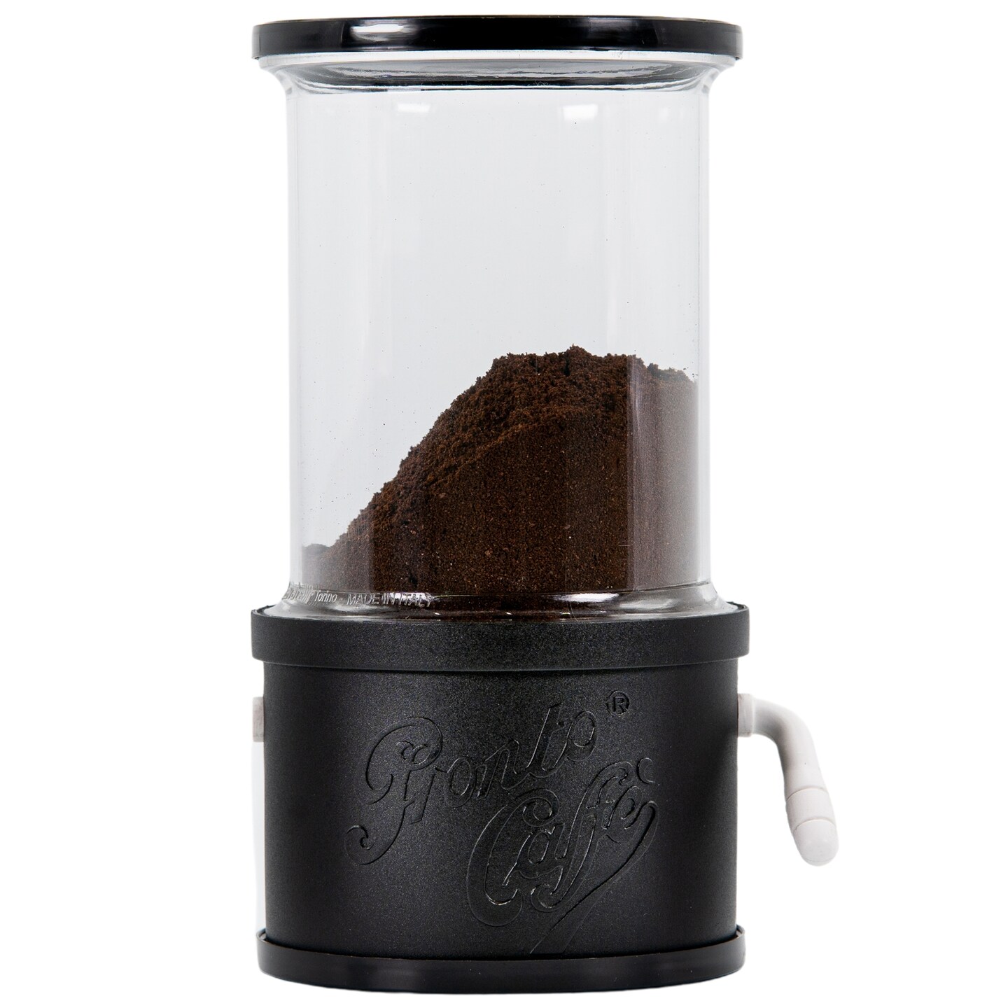 Lavatelli: Pronto Caffè - Black - Coffee Grounds Dispenser for Mocha Pots, Kitchen Jar, Container Preserves Powder Freshness, 1960's Italian Style