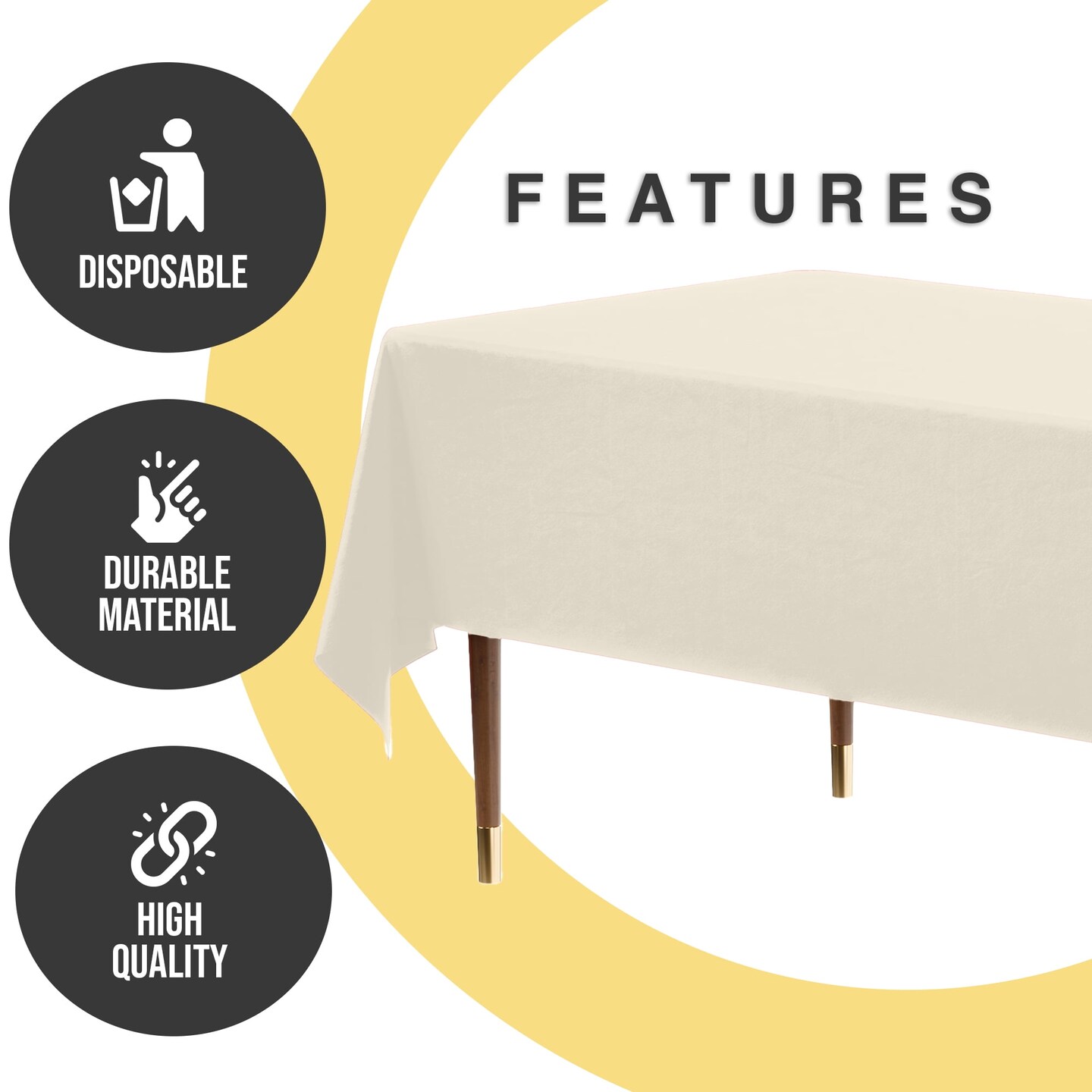 Exquisite 12-Pack Premium Plastic Tablecloth 54in. x 108in. Rectangle Plastic Table Cover