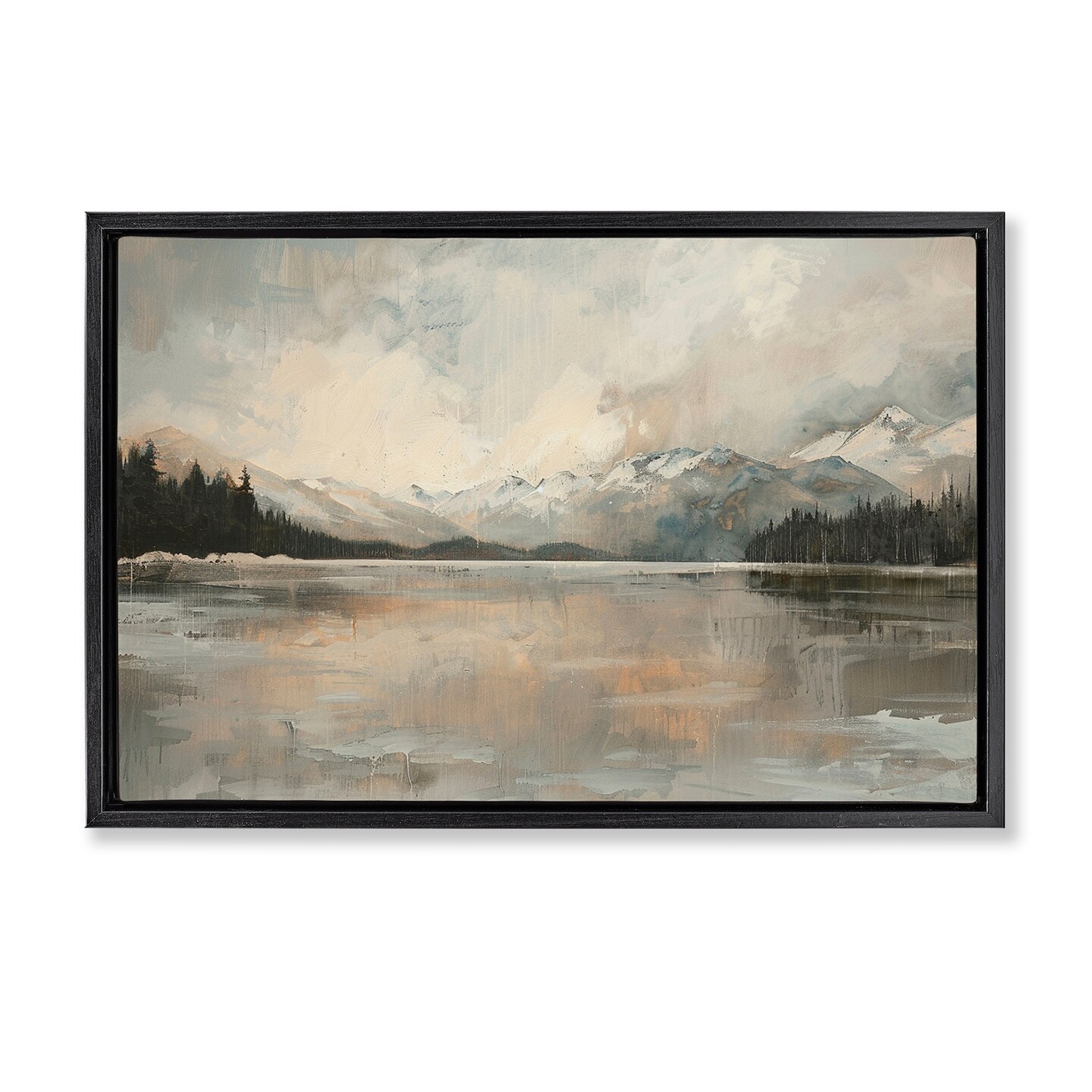 Stupell Industries Frozen Lake Landscape Floater Framed Canvas Wall Art Design by LSR Design Studio