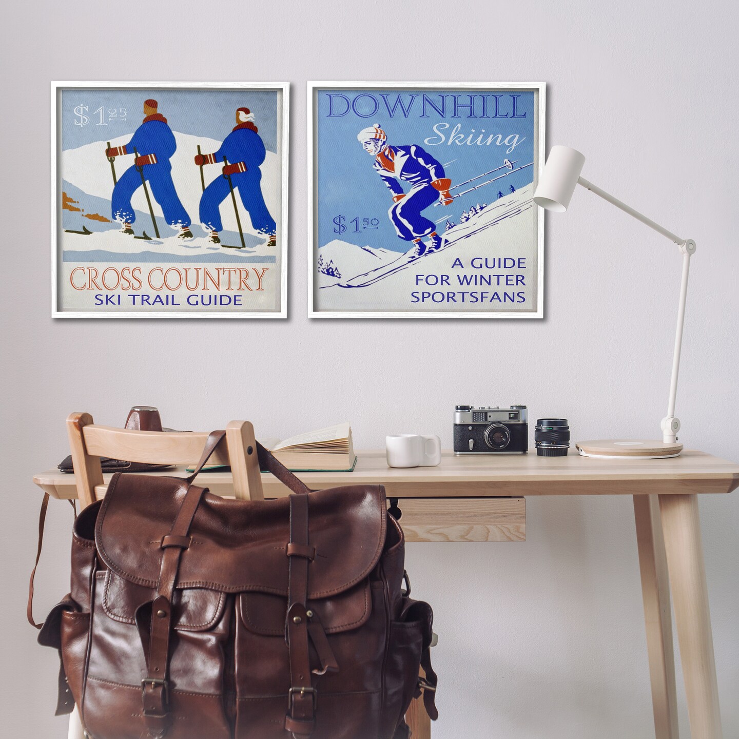 Stupell Industries Cross Country Skiing Posters 2pc Framed Giclee Wall Art Set Design by Graffi*tee Studios