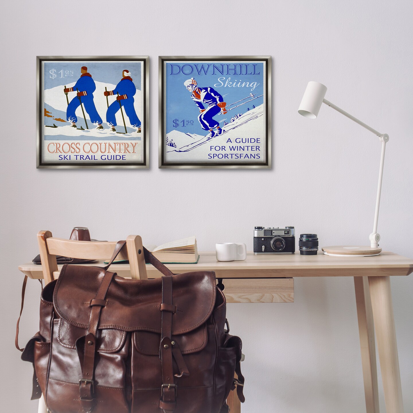 Stupell Industries Cross Country Skiing Posters 2pc Floater Framed Canvas Wall Art Set Design by Graffi*tee Studios