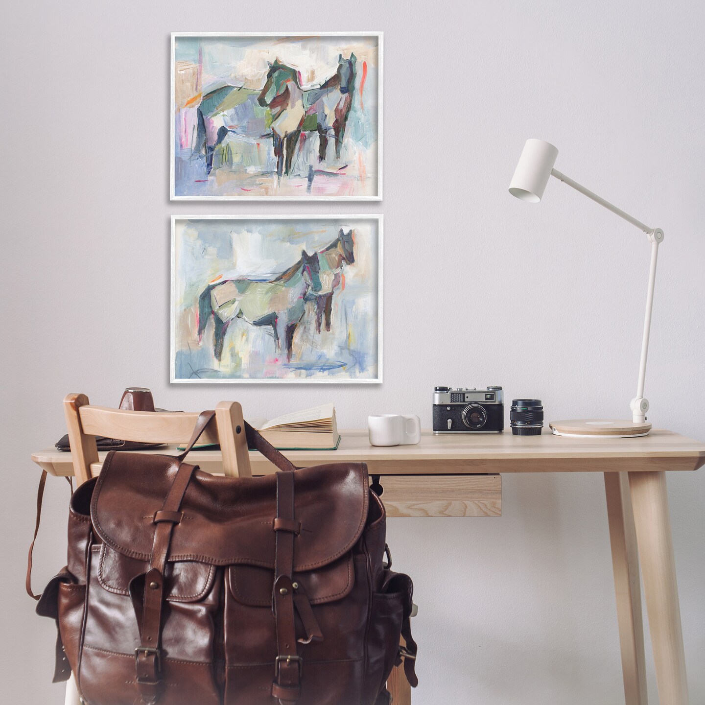 Stupell Industries Ambiguous Horse Visages 2pc Framed Giclee Wall Art Set Design by Ethan Harper 