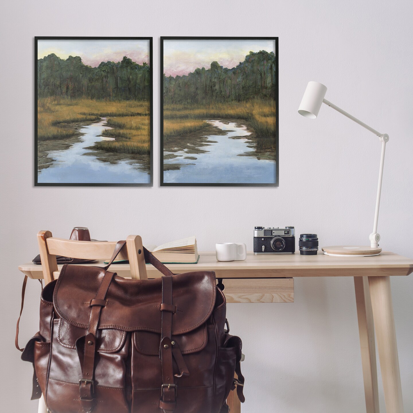 Stupell Industries Natural Creek in Countryside 2pc Framed Giclee Wall Art Set Design by Michael Willett