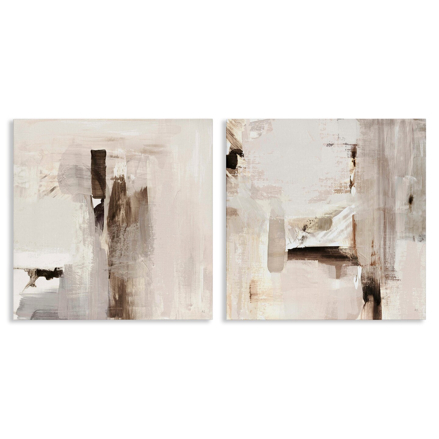 Stupell Industries Neutral Forms on Beige 2pc Canvas Wall Art Set Design by Susan Jill
