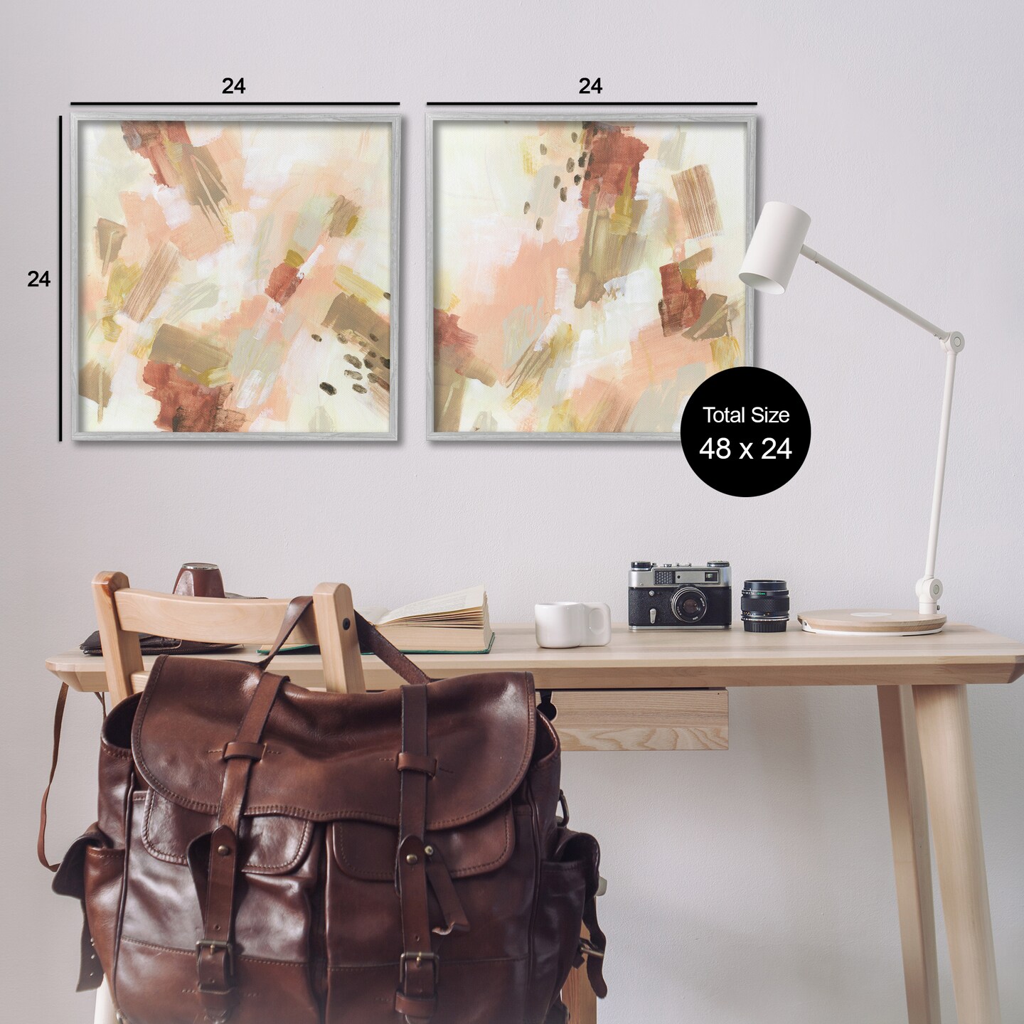 Stupell Industries Energetic Beige Palette 2pc Framed Giclee Wall Art Set Design by June Erica Vess