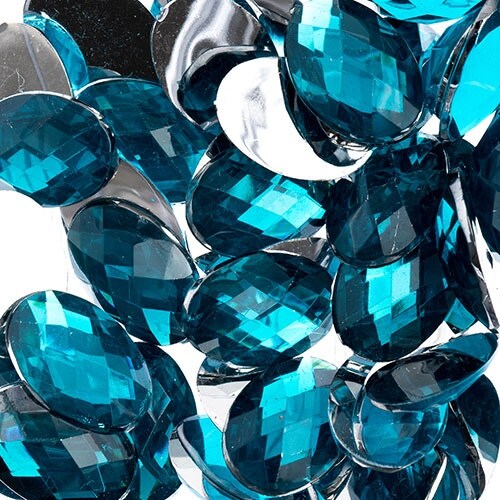 50 Pieces 13x18mm Oval Acrylic Rhinestone Flat Back Beads - Crystal Finish, Glossy, Spacer Beads
