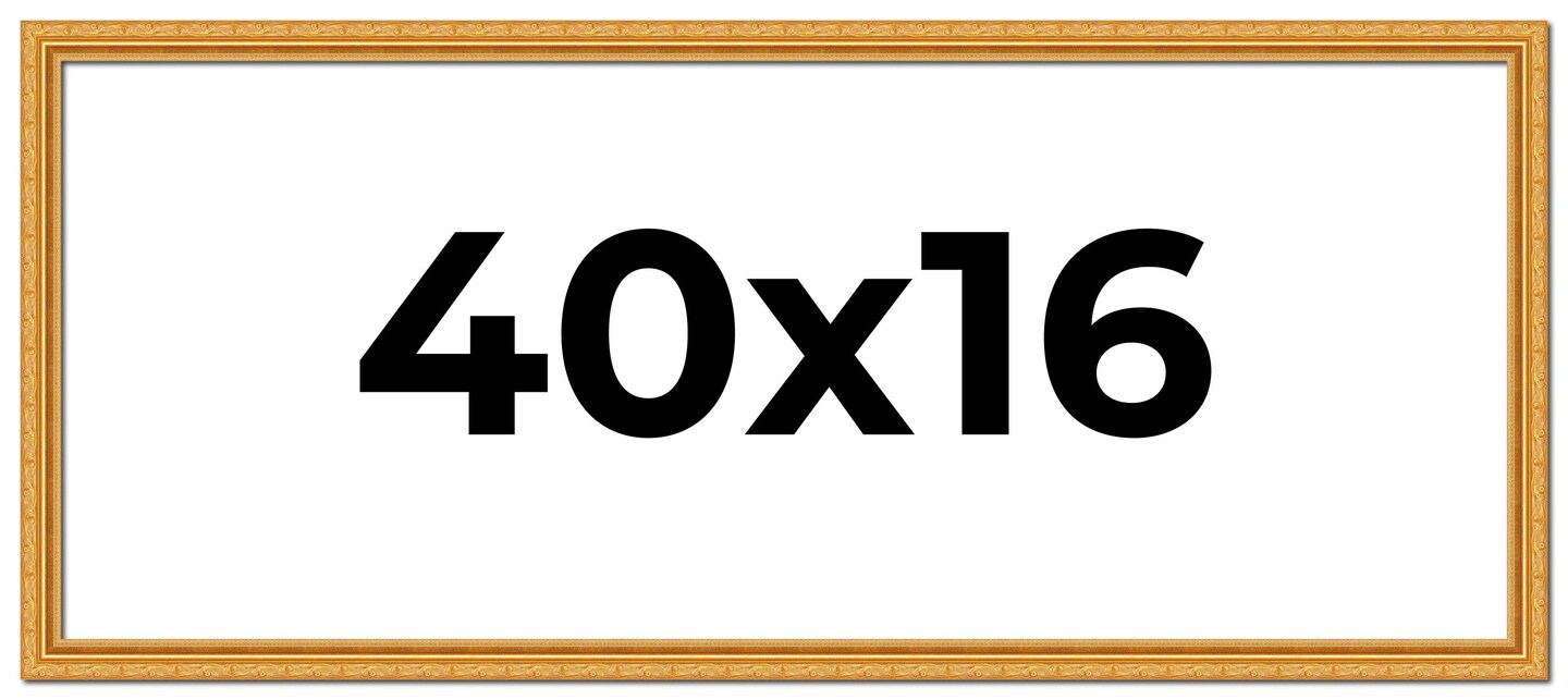 40x16 Solid Wood Antique Picture Frame with UV-Resistant Acrylic &#x26; Acid-Free Backing, Available in 4 Finishes: Bronze, Gold, Silver, and Gold with Black