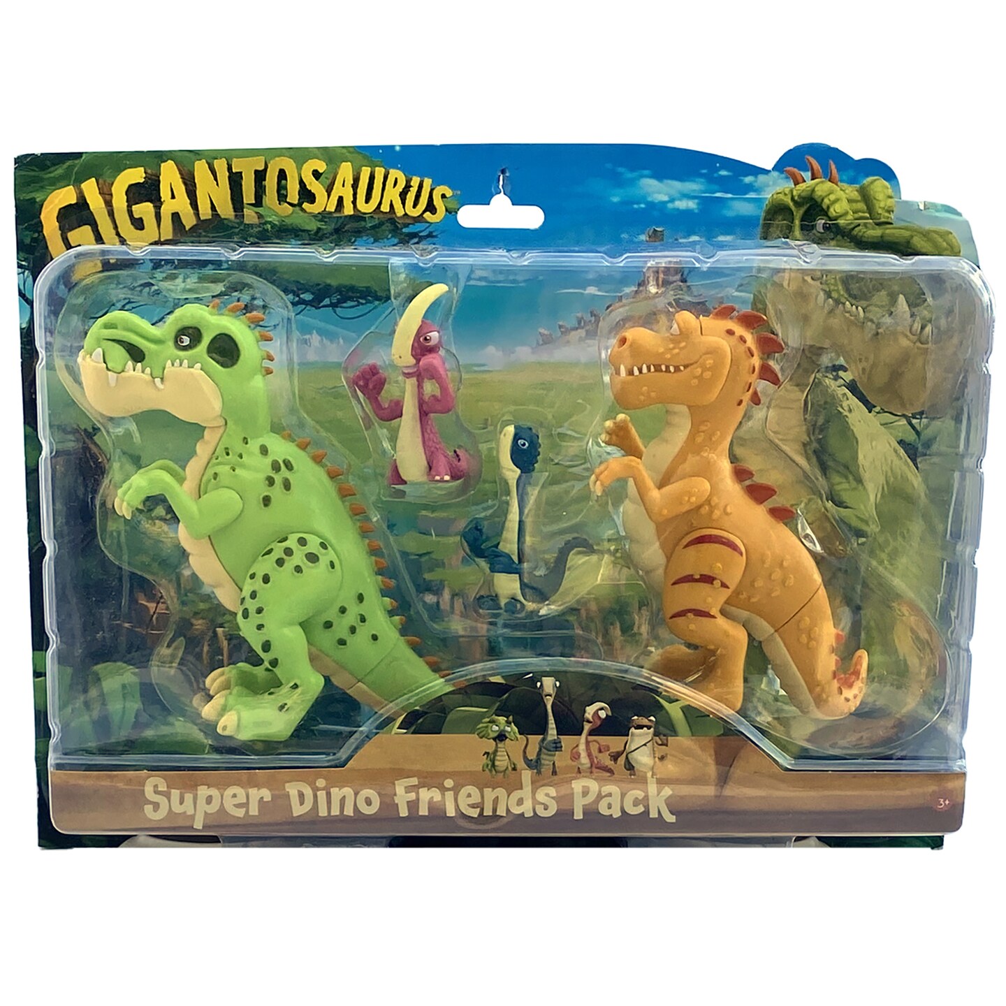 Gigantosaurus: Super Dino Friends Pack - 4 Pack - (5&#x22; Giganto, 5&#x22; Trex, 2&#x22; Bill, 2&#x22; Rocky), Dinosaur Toy Miniatures, Action Figures, Kids Ages 3+