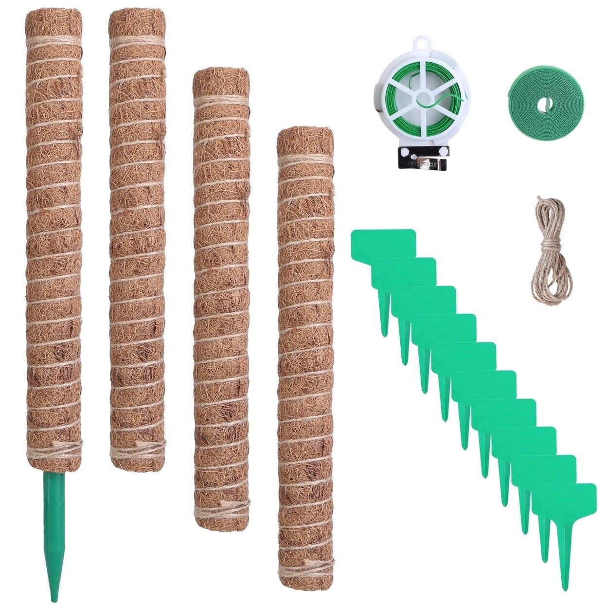 4Pcs Coco Coir Extendable Moss Pole For Climbing Plants Plant Support