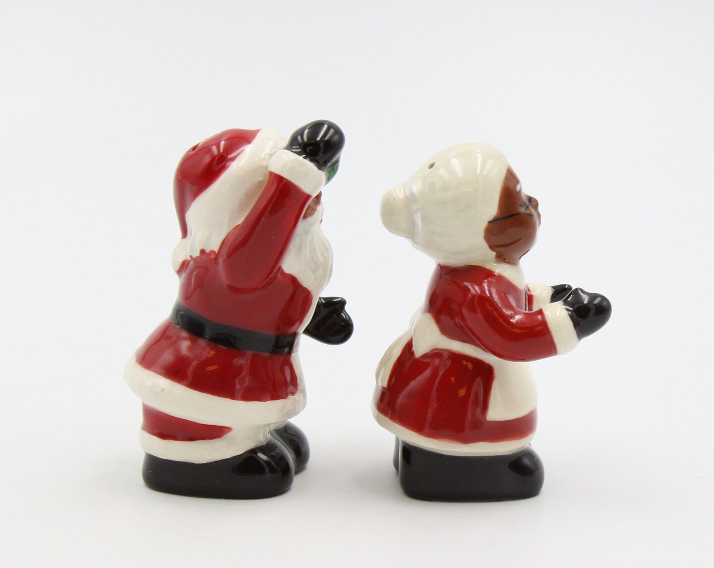 Ceramic African American Santa Couple Salt And Pepper Shakers, Home Décor, Gift for Her, Gift for Mom, Kitchen Decor, Christmas Decor