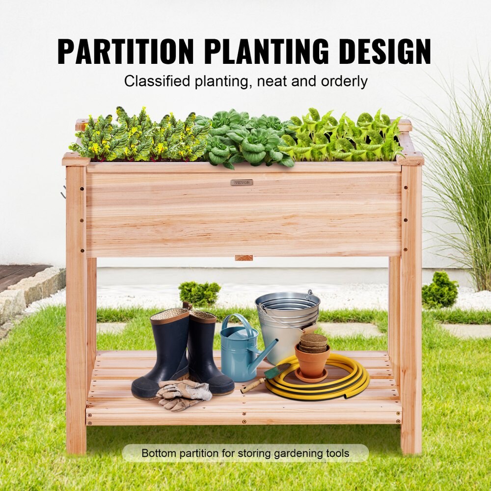 Wooden Raised Planter Box with Legs for Flowers, Herbs, and Vegetables