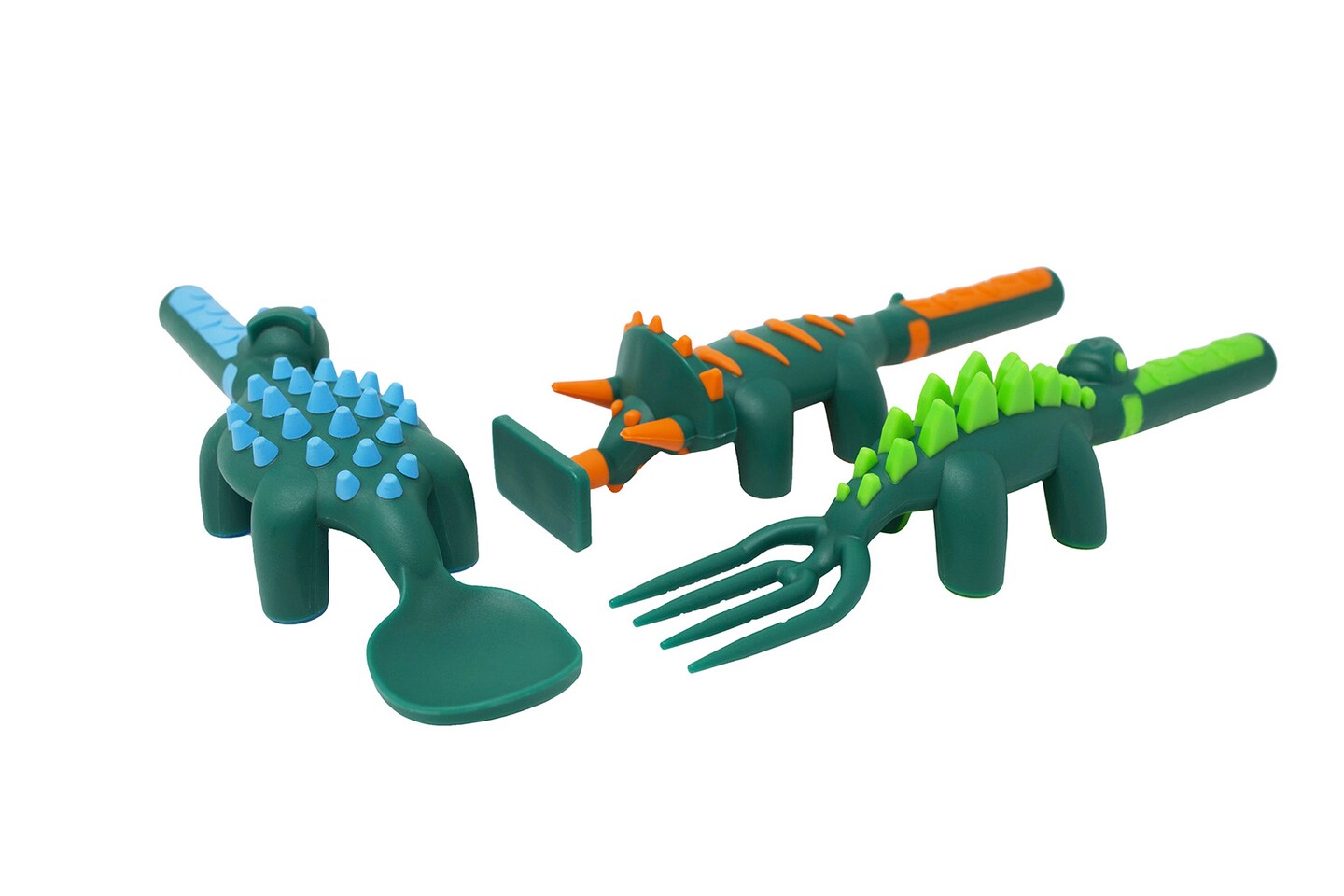 Constructive Eating Set of 3 Dino Eating Utensils for Kids and Toddlers