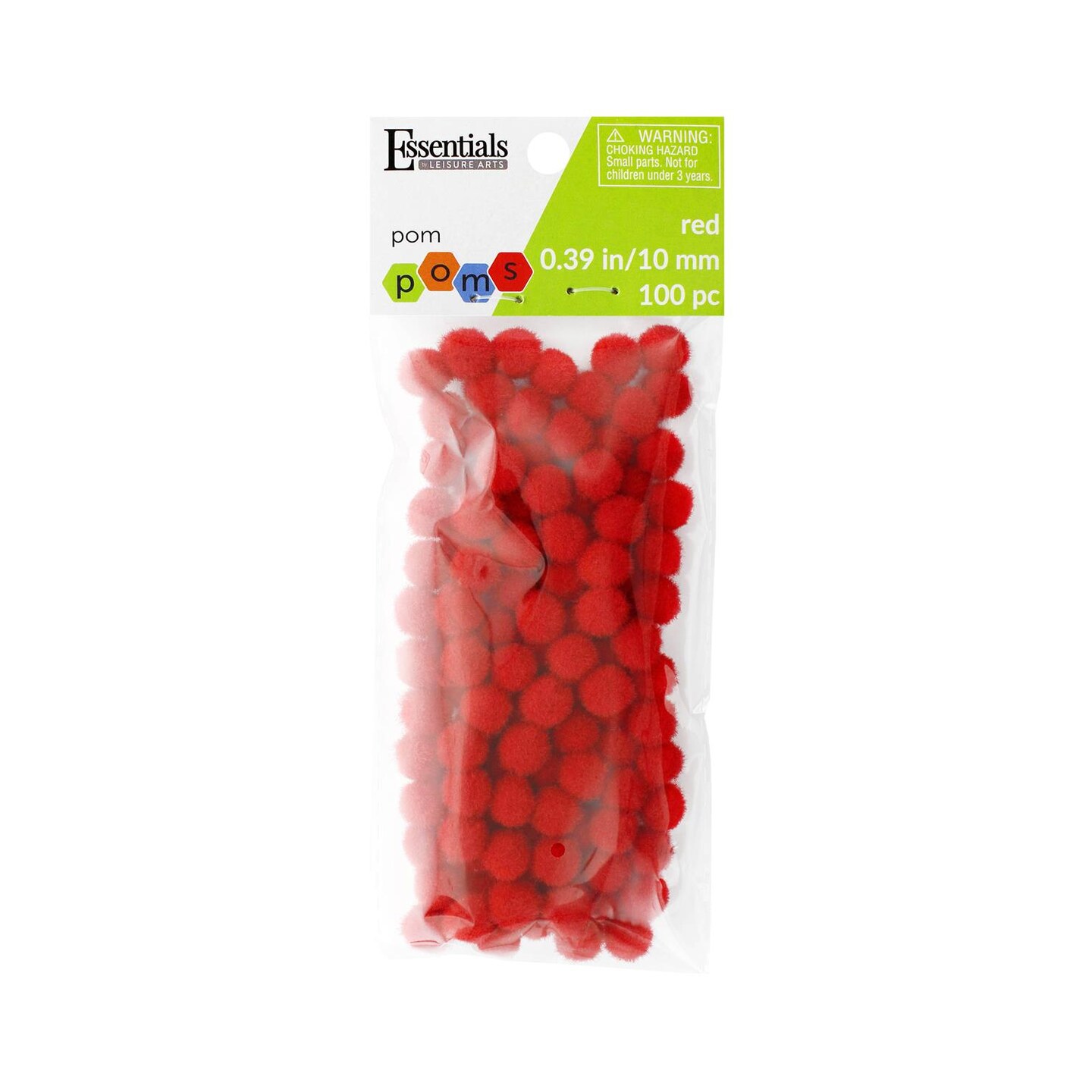 Essentials By Leisure Arts Pom Poms - Red -10Mm - 100 Piece Pom Poms Arts And Crafts Colored Pompoms For Crafts Craft Puff Balls For Crafts