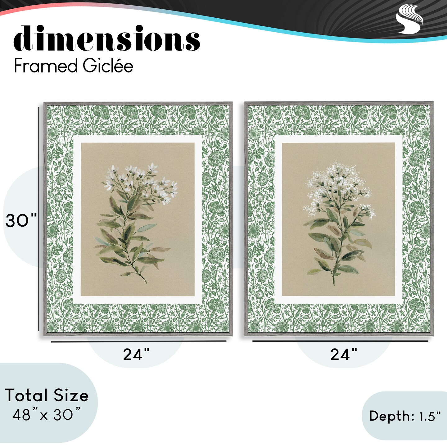 Stupell Industries Green Botanical Patterned Florals 2pc Framed Giclee Set, design by Carol Robinson