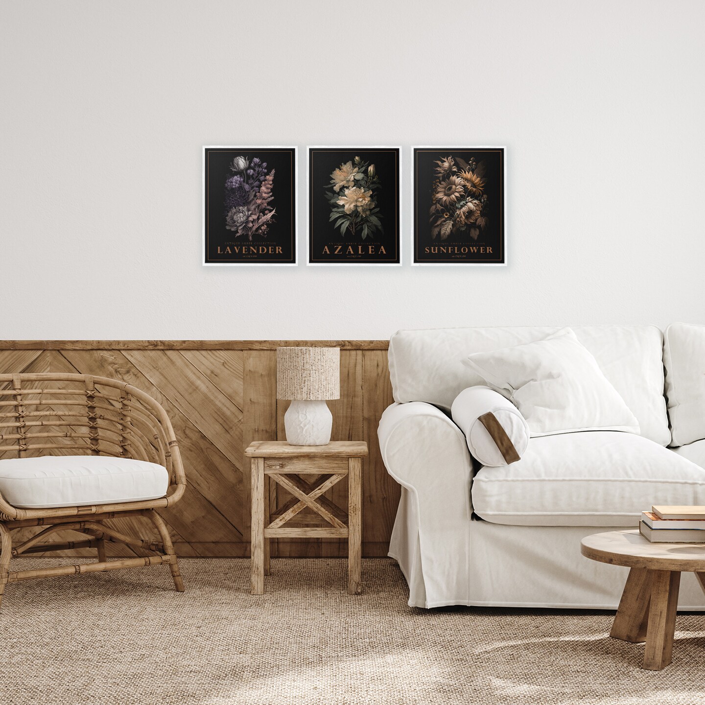 Stupell Industries Antique Botanical Herb Bushels 3pc Framed Giclee Set, design by Christopher Giampietro