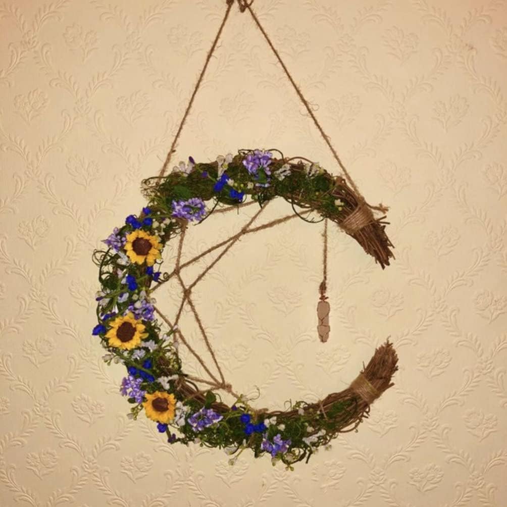 3pcs Grapevine Wreath Rings Moon Shape Rattan Vine Branch Wreath Grapevine Garland Decoration for DIY Craft Easter Wedding Party Decors