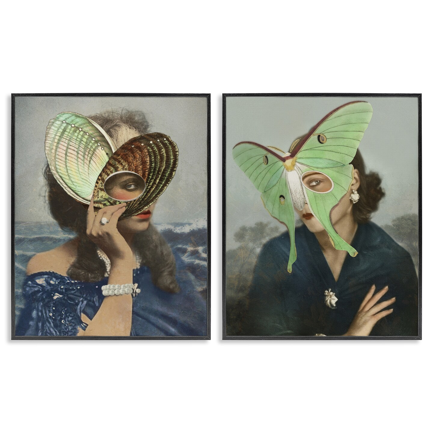 Stupell Industries Naturalist Women Portraits 2pc Framed Giclee Set, design by Victoria Barnes