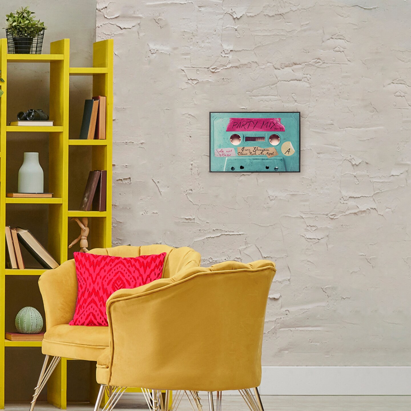 Stupell Industries Retro Party Mix Cassette Framed Giclee, design by Annabelle Hall