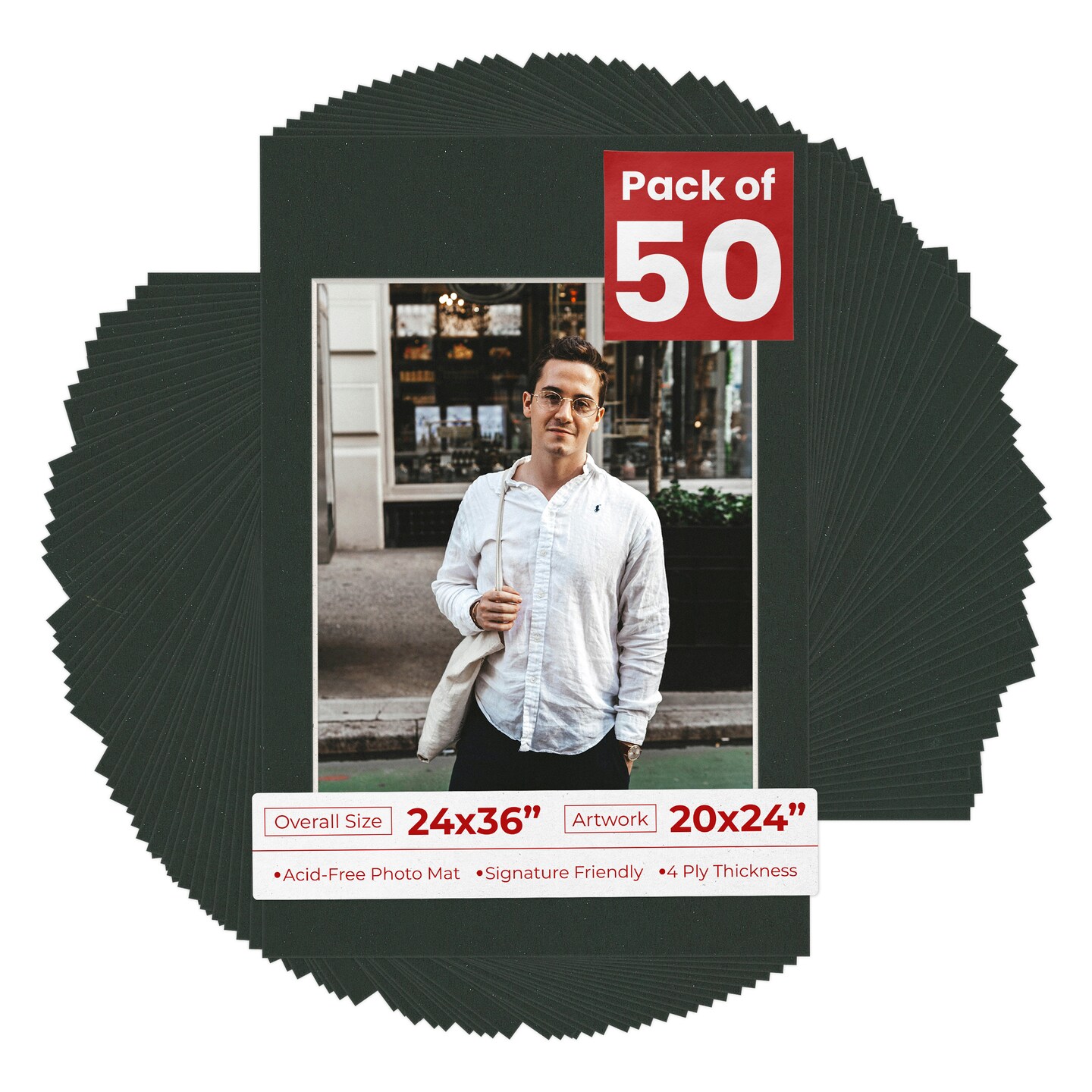 Textured Black Mat Board for 24x36 Frames - Fits 20x24 Photos