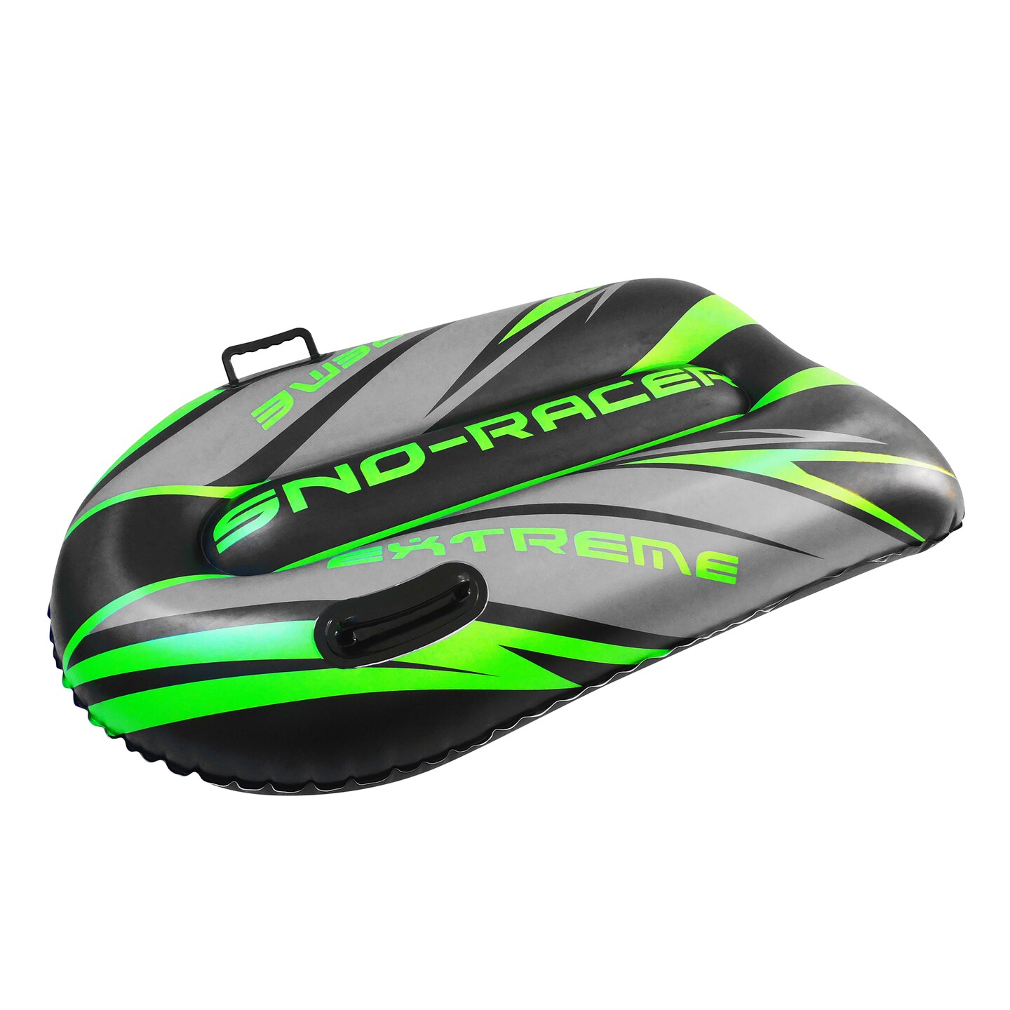 CocoNut Outdoor: Green Typhon Toboggan Snow Sled - 48x31" Lime-Black-Silver, Winter Inflatable, Cold Resistant PVC, 200lb Cap, Kids-Teens-Adults 8+