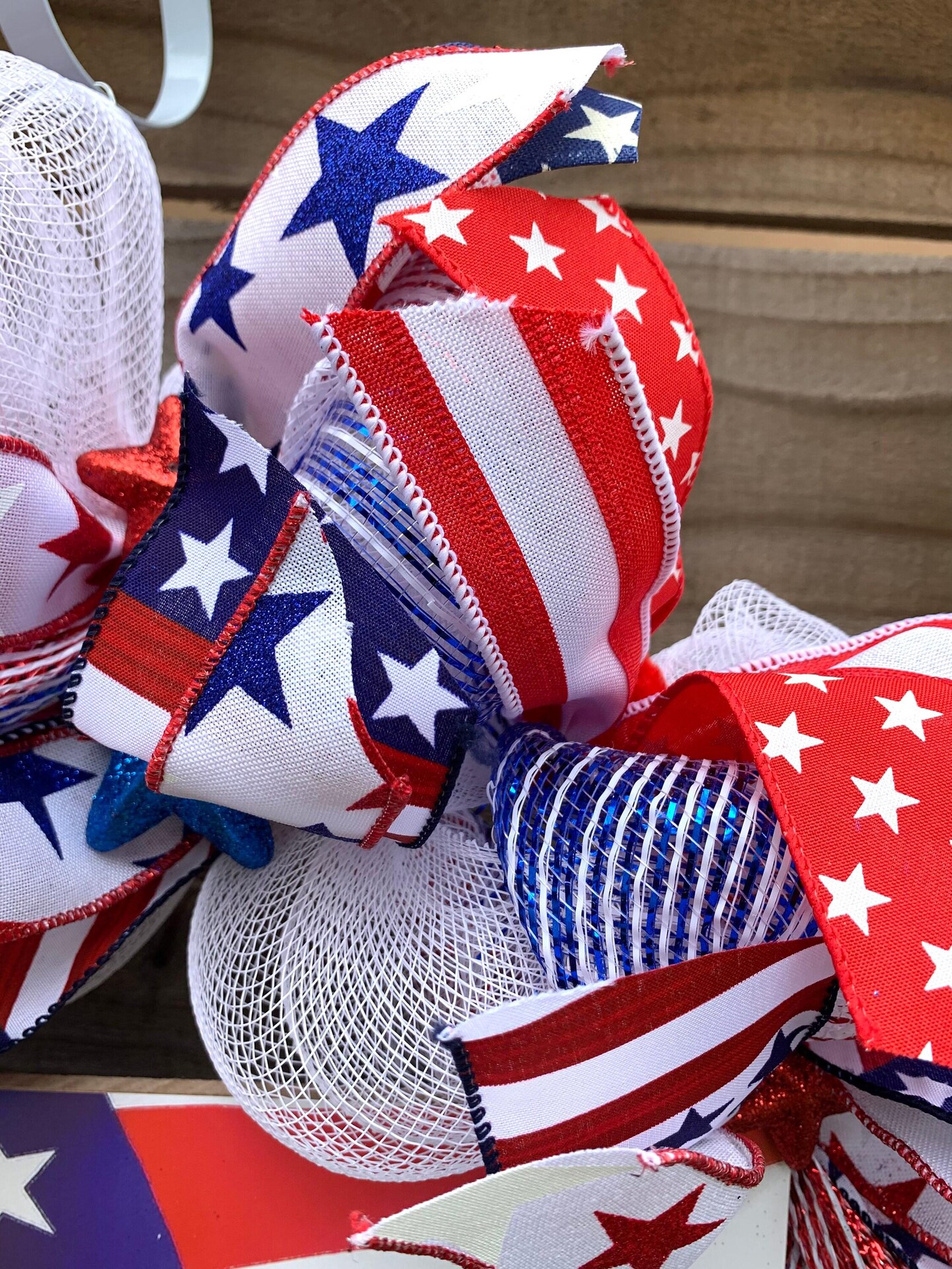 洋楽 Patriotic Glory Red, White & Blue 4th of July Wreath for front door, red white blue, Patriotic
