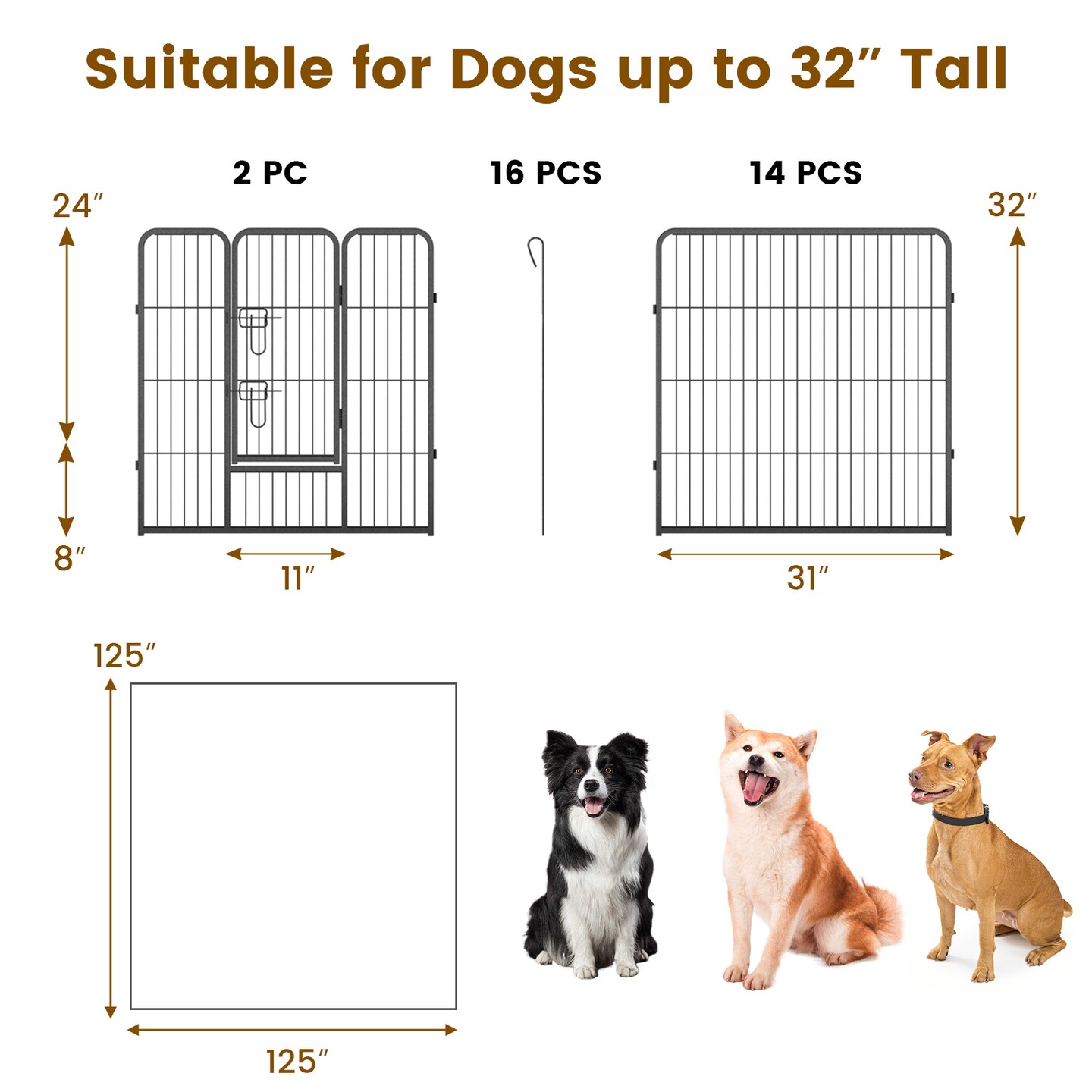 Black Metal Dog Playpen with Lockable Door and Customizable Size Options