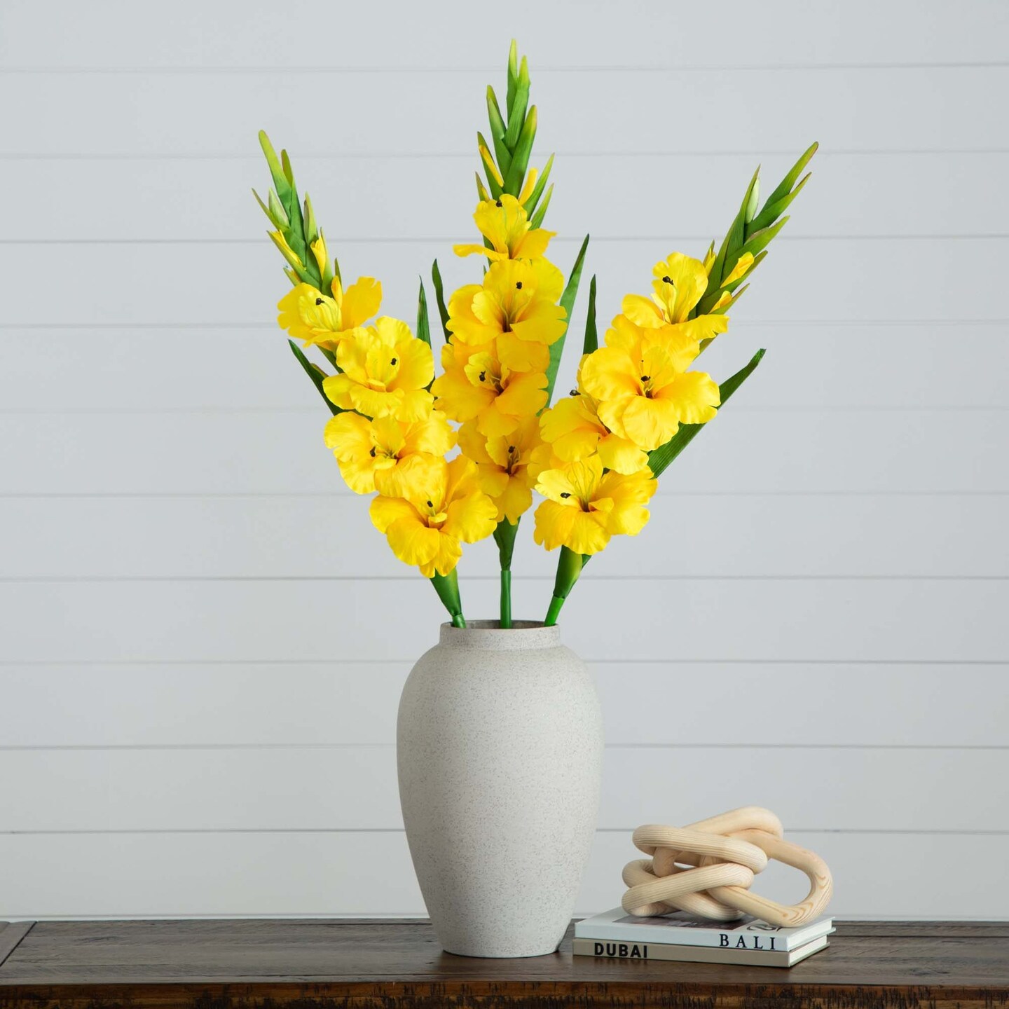 Nearly Natural Gladiolus Floral Artificial Stem Sprays - 45&#x22; - Set of 3 - Yellow