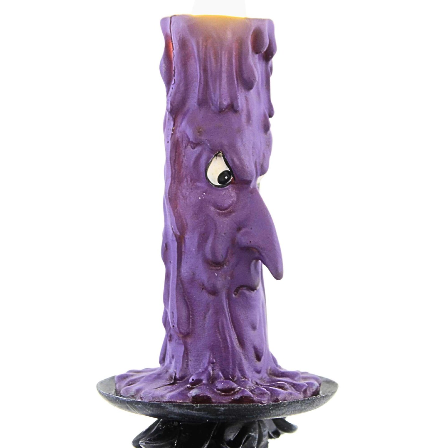 Roman 9.0 Inch Spooky Candle Purple Halloween Figurine , Lighted Halloween Decor Halloween Light