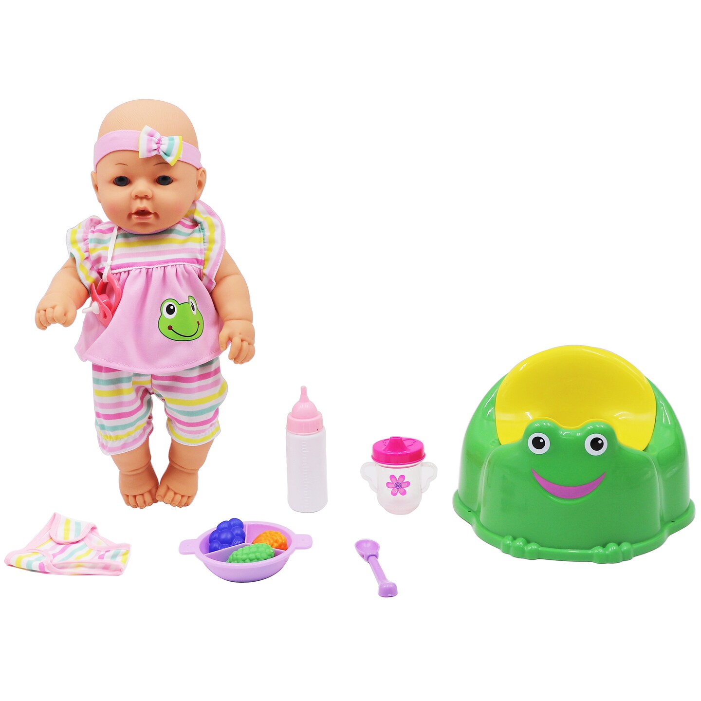 Dream Collection, New Born Baby Doll Care Set with Training Potty - Lifelike Baby Doll and Accessories for Realistic Pretend Play, Hard Body - 16&#x201D;