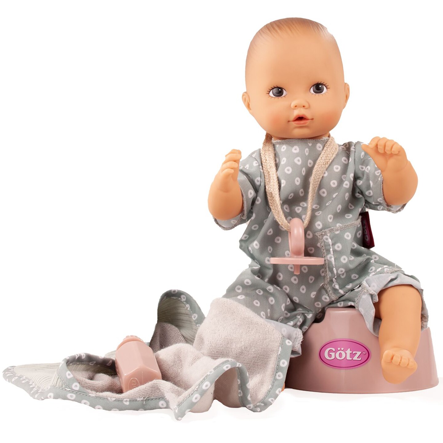 Gotz Aquini 13&#x22; Avacado Girl Drink &#x26; Wet Bath Baby Doll with Pacifier, Towel and Potty
