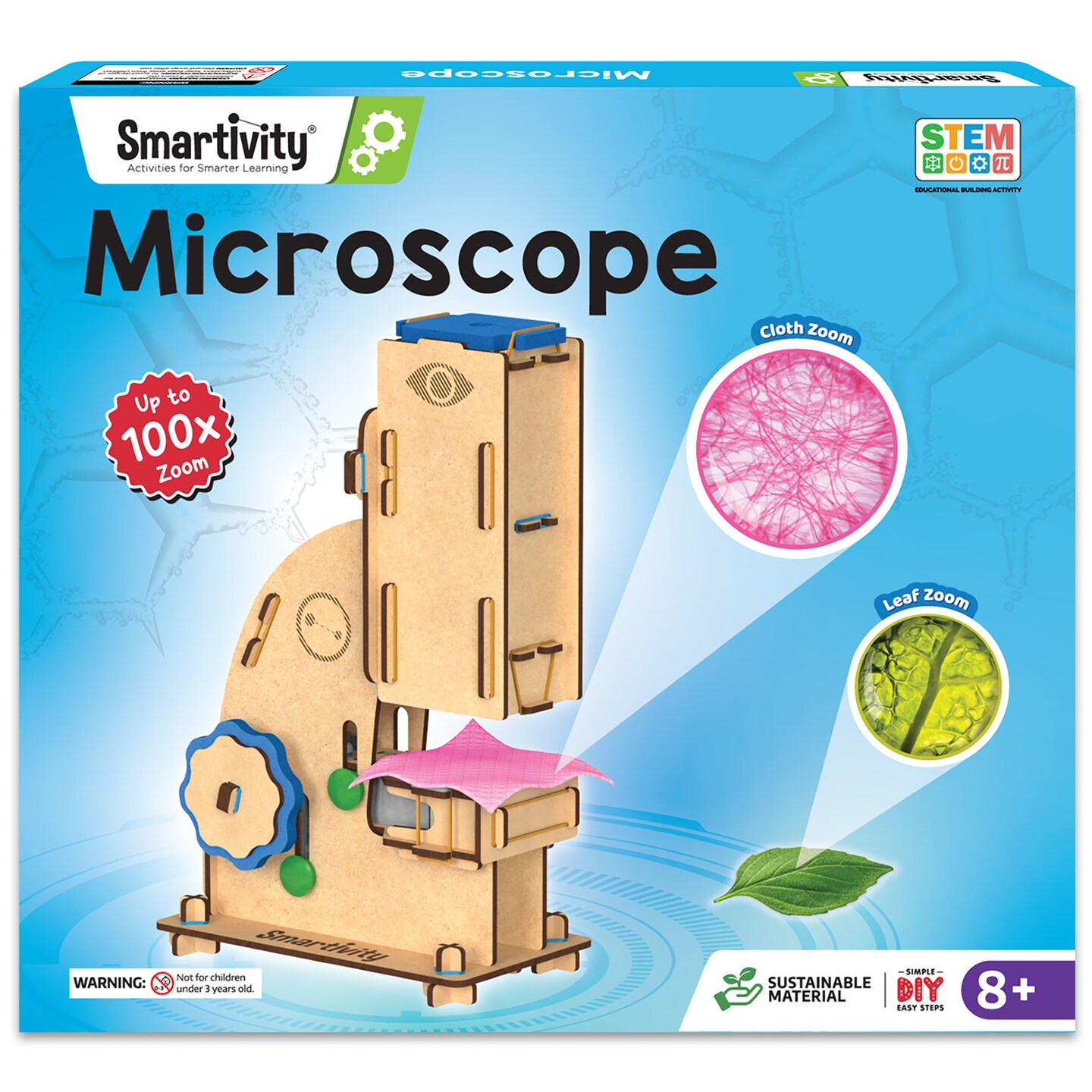 Smartivity: Microscope - DIY Science Toy, STEM Building Set, 100x Zoom, LED, Wooden Mechanical Activity, All-In-1 Learning Craft Kit, Kids Ages 8+