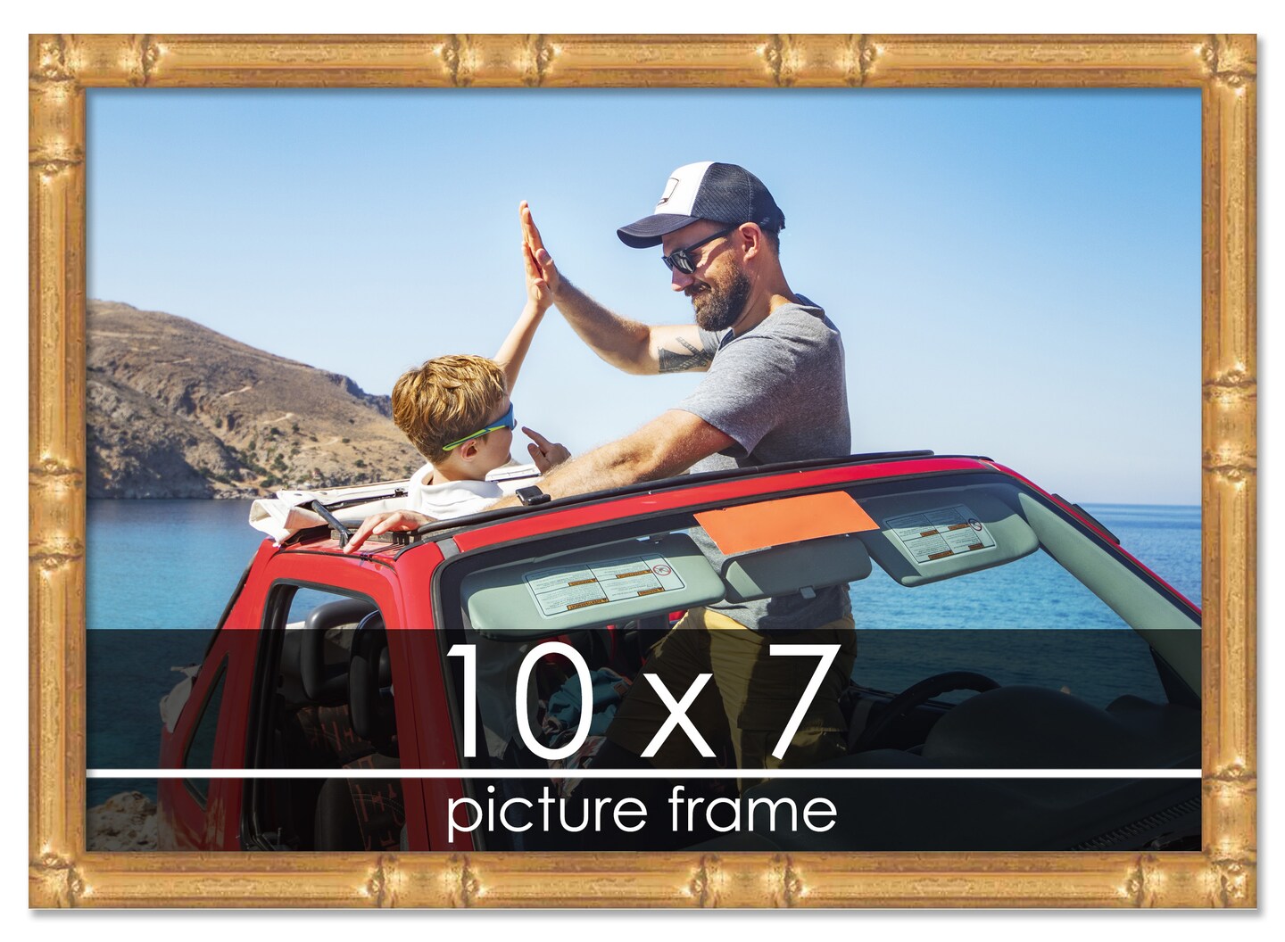 10x7 Thin Bamboo Picture Frame with UV-Resistant Acrylic & Acid Free Backing, Available in 2 Finishes - Gold and Brown
