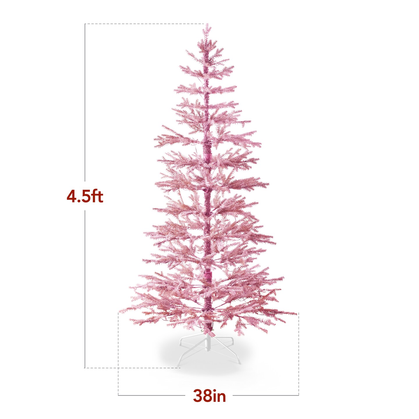 Best Choice Products Pre-Lit Flocked Sparse Christmas Tree Artificial Pine Tree, w/White &#x26; Multicolored LED Lights - Pink