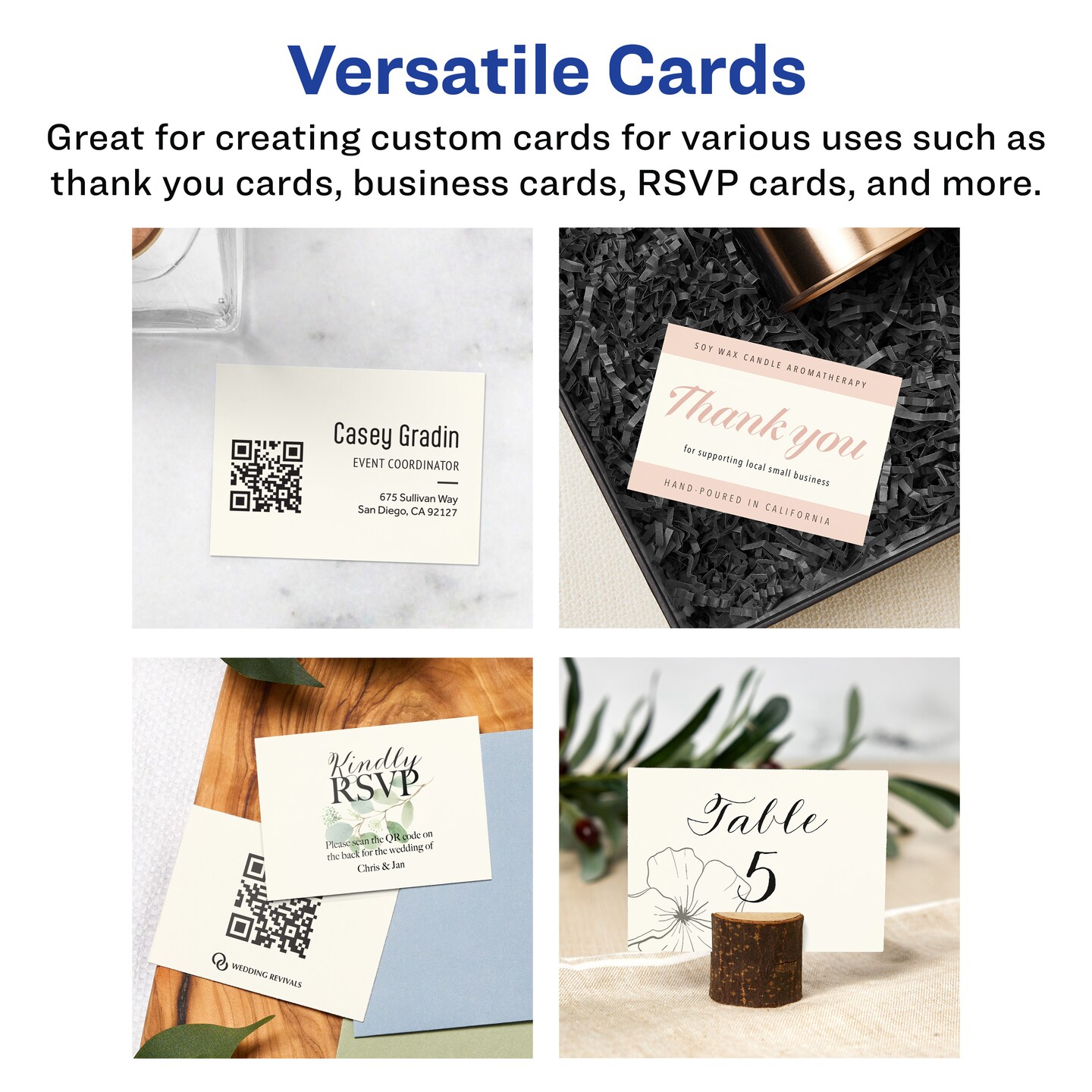 Avery 2-1/2&#x22; x 3-1/2&#x22; Rectangle, Matte Ivory Business Cards
