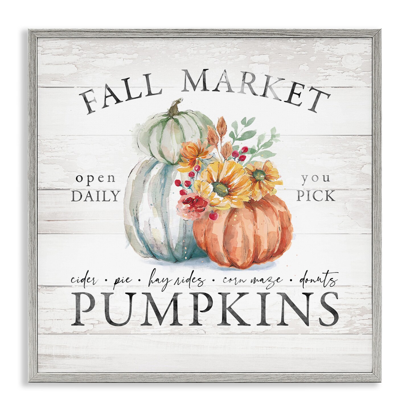 Stupell Industries Fall Country Market Pumpkins Framed Giclee Art