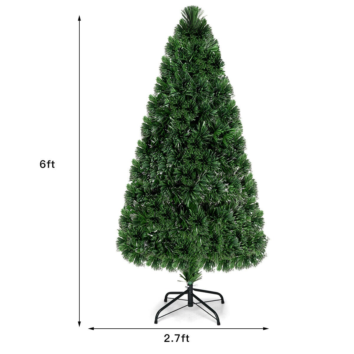 Costway 3/4/5/6 Ft Pre-Lit Fiber Optic PVC Christmas Tree Plastic