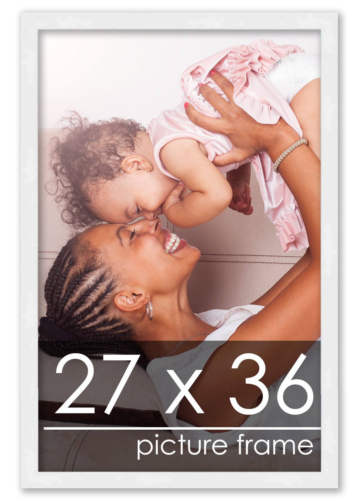 27x36 Solid Wood Picture Frame with UV-Resistant Acrylic &#x26; Acid-Free Backing, Available in 6 Finishes: Matte Black, Matte White, Metallic Bronze, Silver, Natural Wood Grain &#x26; Mahogany
