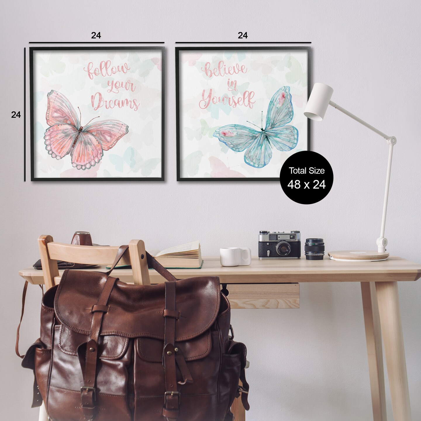 Stupell Industries Believe In Dreams Butterflies Framed Giclee Art