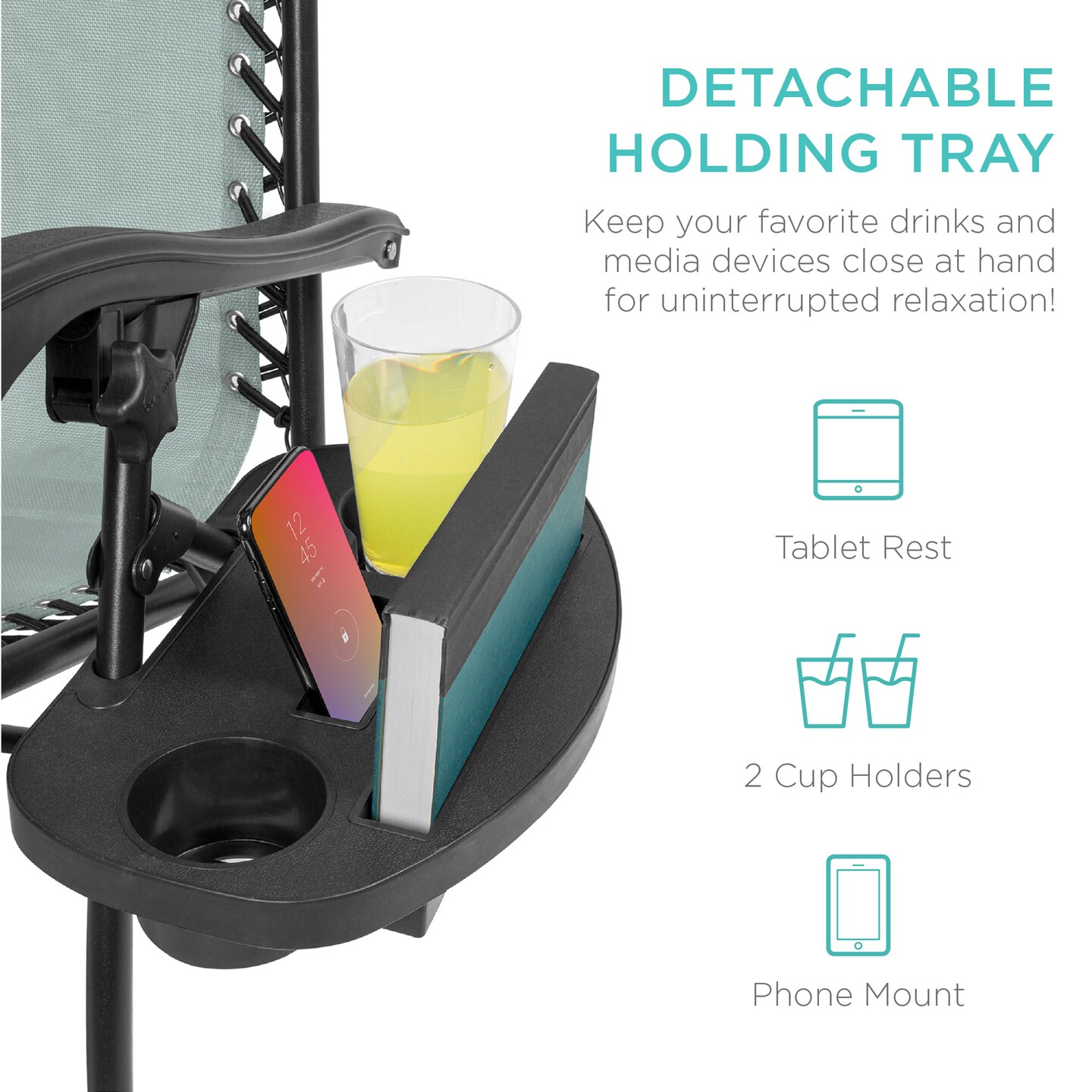 Best Choice Products Set of 2 Zero Gravity Lounge Chair Recliners for Patio, Pool w/ Cup Holder Tray