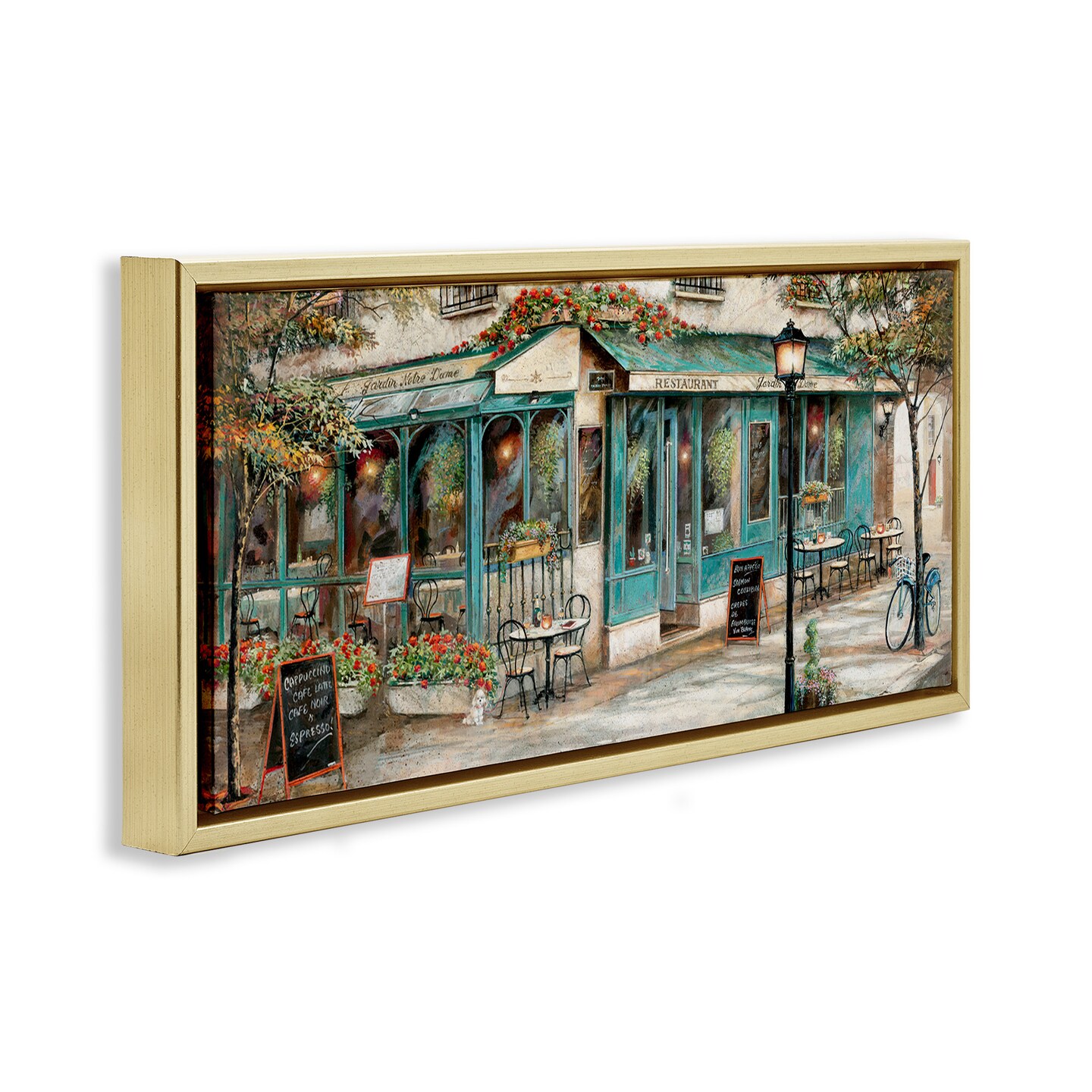 Stupell Industries European City Streets Café Scene Framed Floater Canvas Wall Art