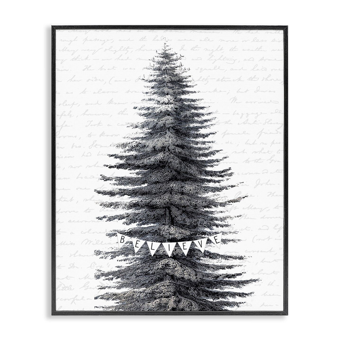 Stupell Industries Snow Dusted Christmas Tree Framed Giclee Art