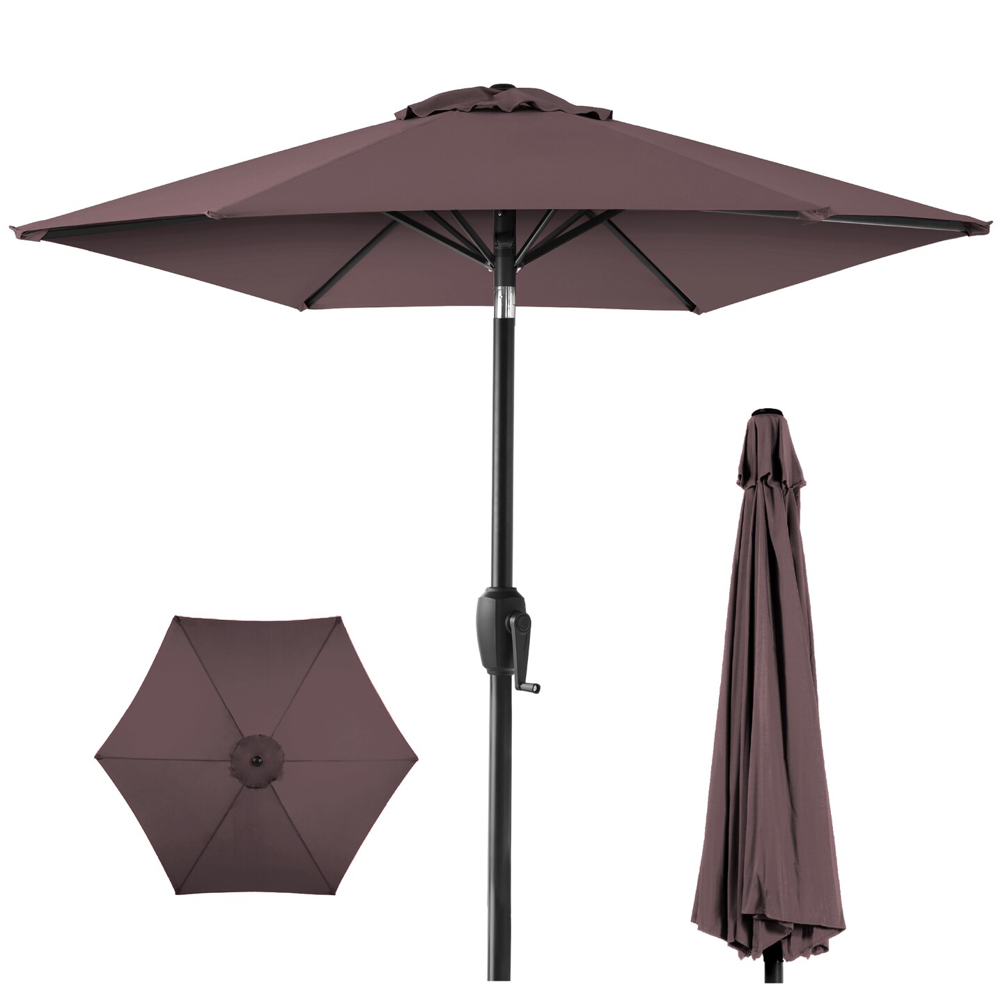 Sun Parasol 6 Foot Outdoor Patio Umbrella With Crank & Tilt - 5'9"  Diameter, Fade-Resistant, Market Umbrella For Table UV Resistant Outdoor  Shade