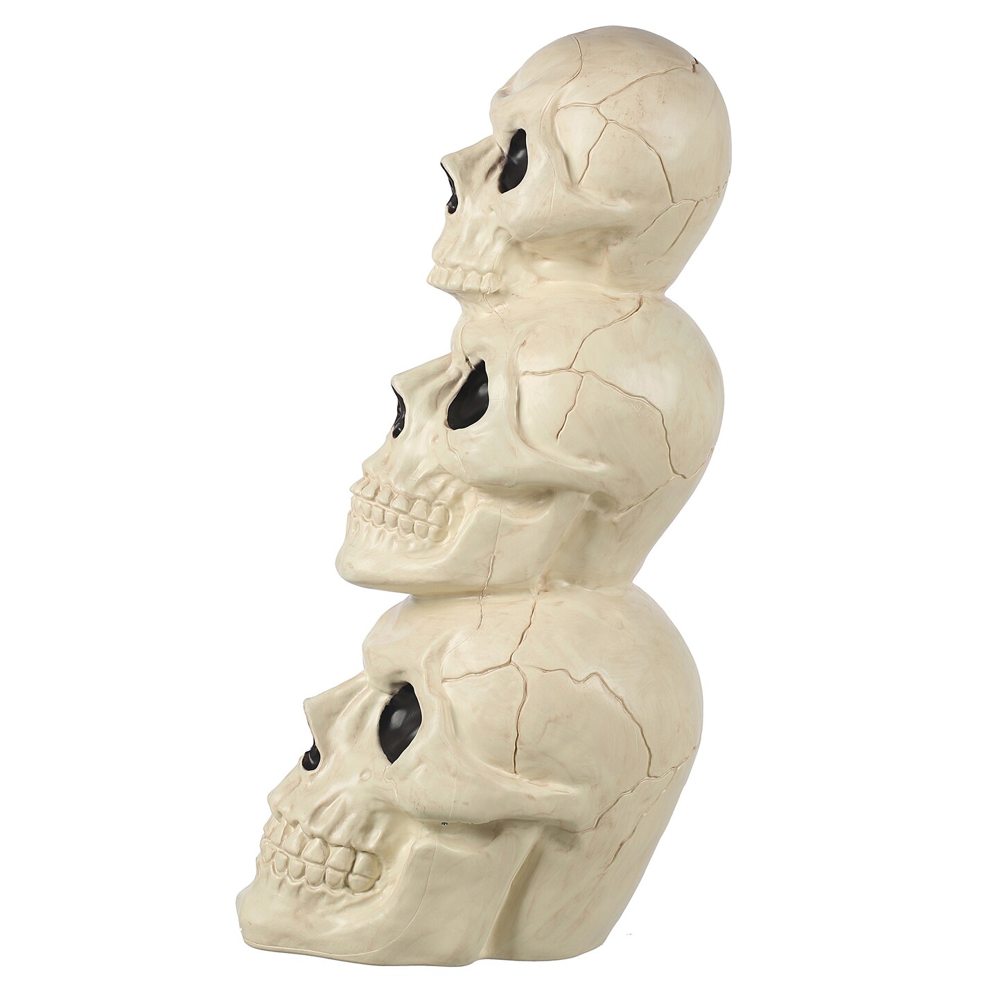 BOO BOX Stacked Skulls with LED Eyes and Sound, 27.5&#x22; Scary Skeleton Halloween Decoration for Home, Porch, or Yard Indoor Outdoor