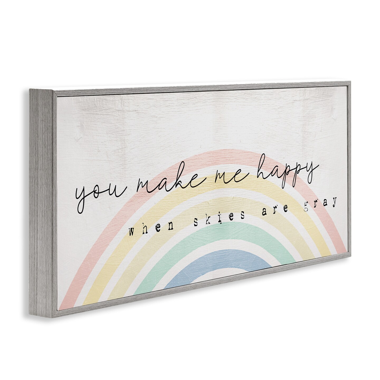 Stupell Industries Happy Phrase Rustic Rainbow Framed Giclee Art