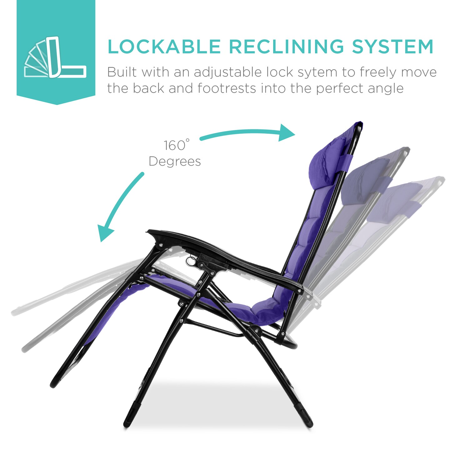 Best Choice Products Oversized Padded Zero Gravity Chair, Folding Outdoor Patio Recliner w/ Side Tray