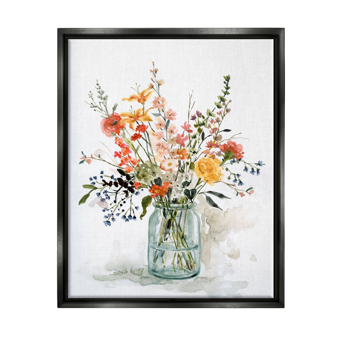 Stupell Industries Warm Summer Floral Bouquet Framed Floater Canvas Wall Art