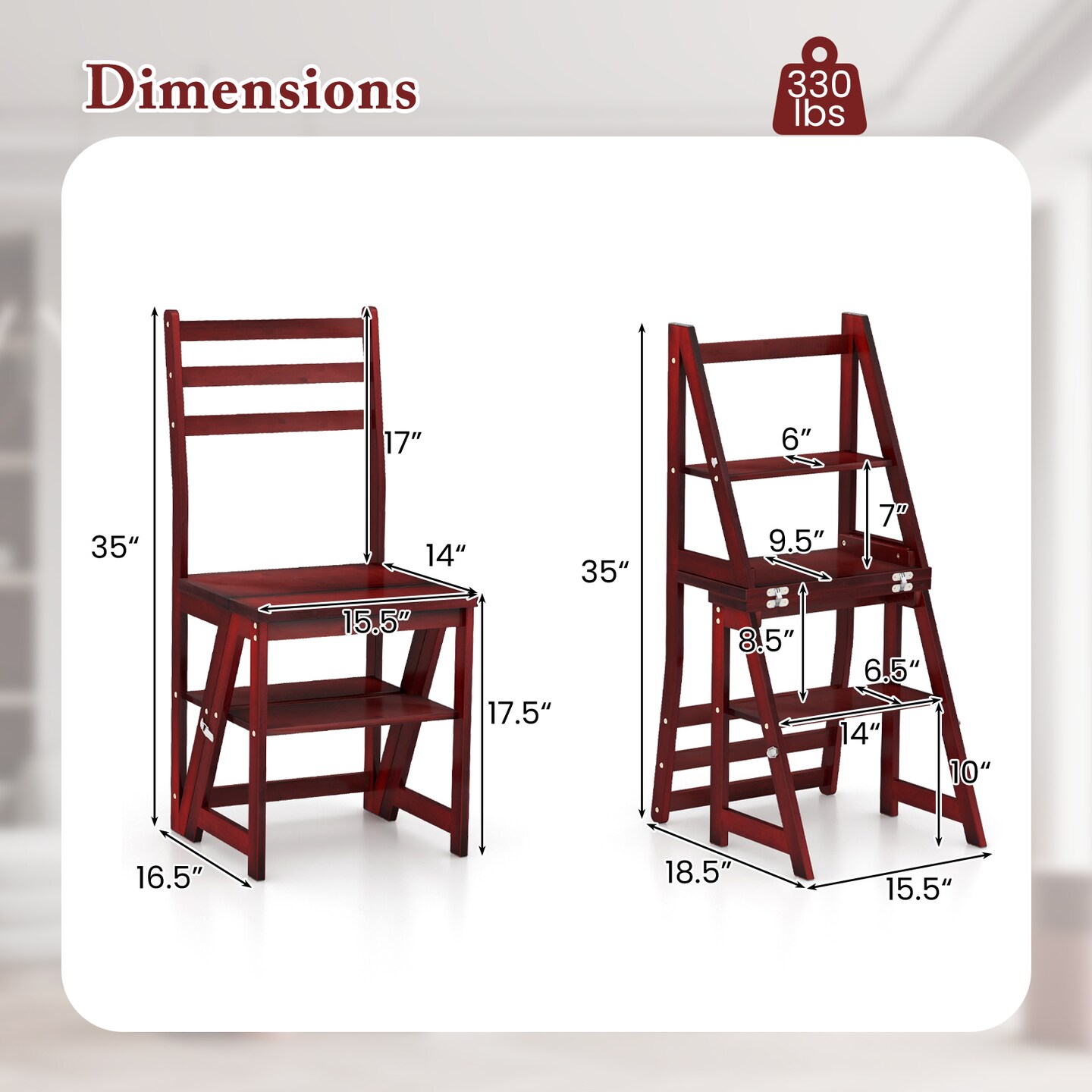 3-in-1 Multi-functional Foldable Display Plant Stand Ladder Chair with 2 Side Locking Buckles