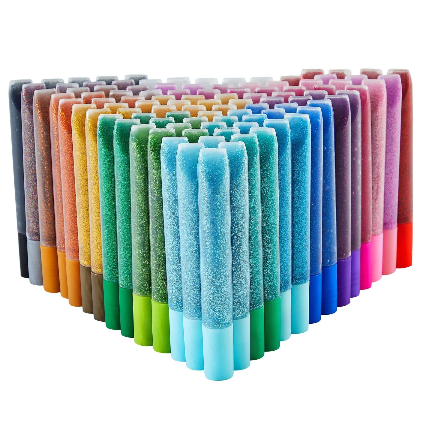 Bright Creations 100 Pack Glitter Glue Pens - 0.35 Oz Rainbow Set for Arts &#x26; Crafts Projects, Slime Supplies and Scrapbooking, Cards (20 Metallic Colors)