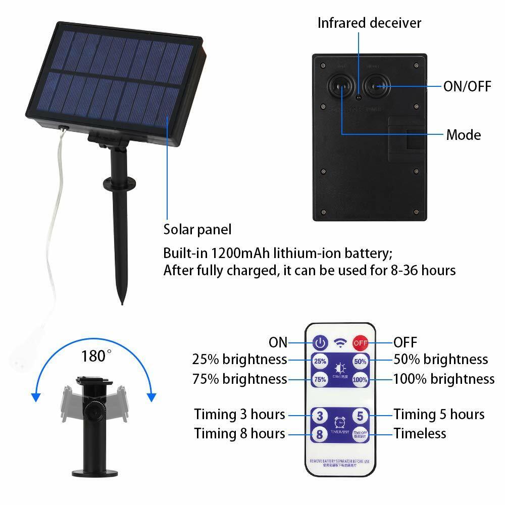 10Pcs Solar Meteor Shower Lights Outdoor - Waterproof LED String Lights with Remote, IP65 for Garden, Christmas, Wedding, Party Decor