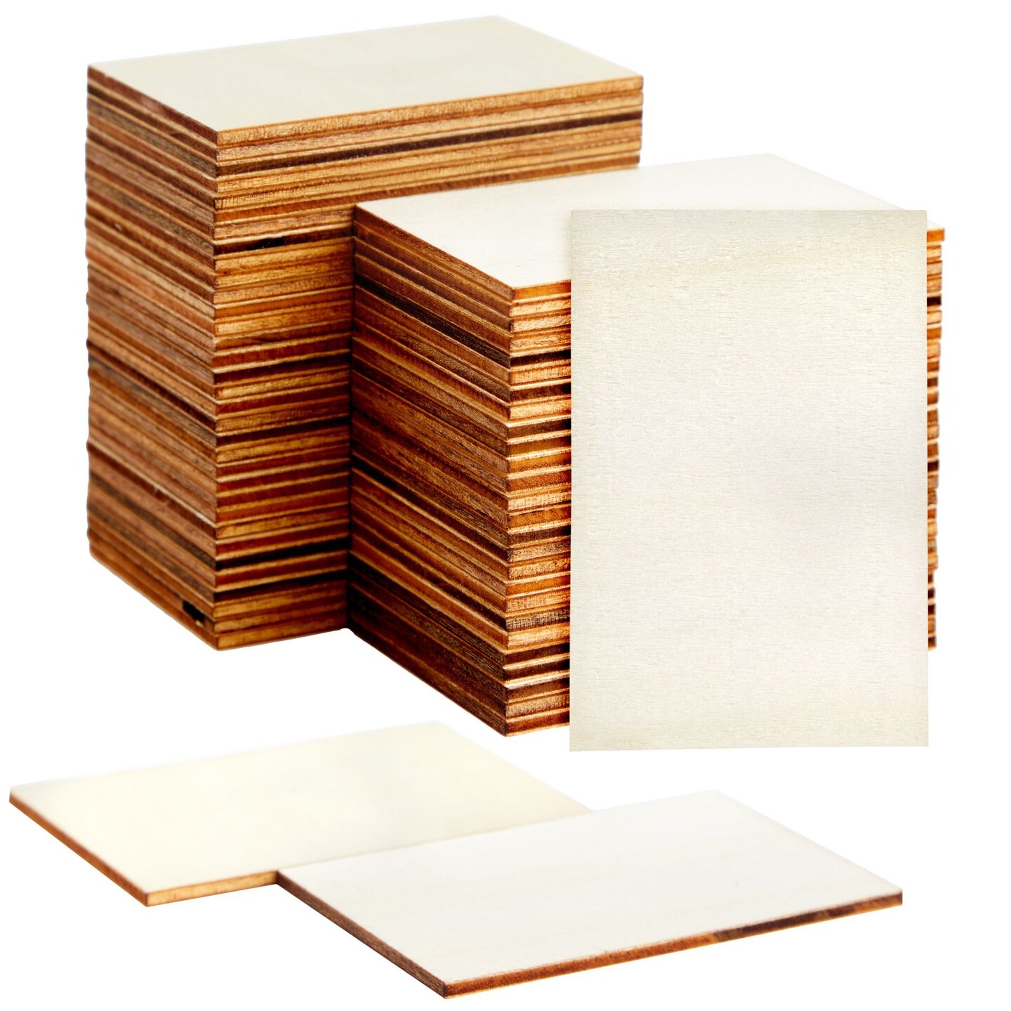 60 Pack Unfinished Wood Rectangles for Crafts, 2x3 Wooden Pieces for Painting, DIY Projects, Decorations, Engravings